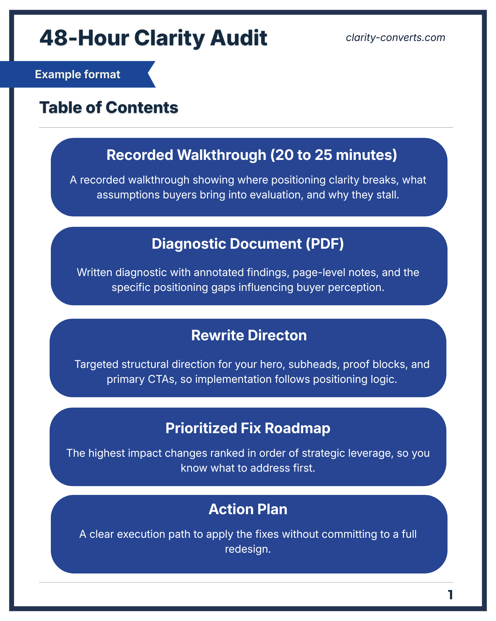 Audit table of contents